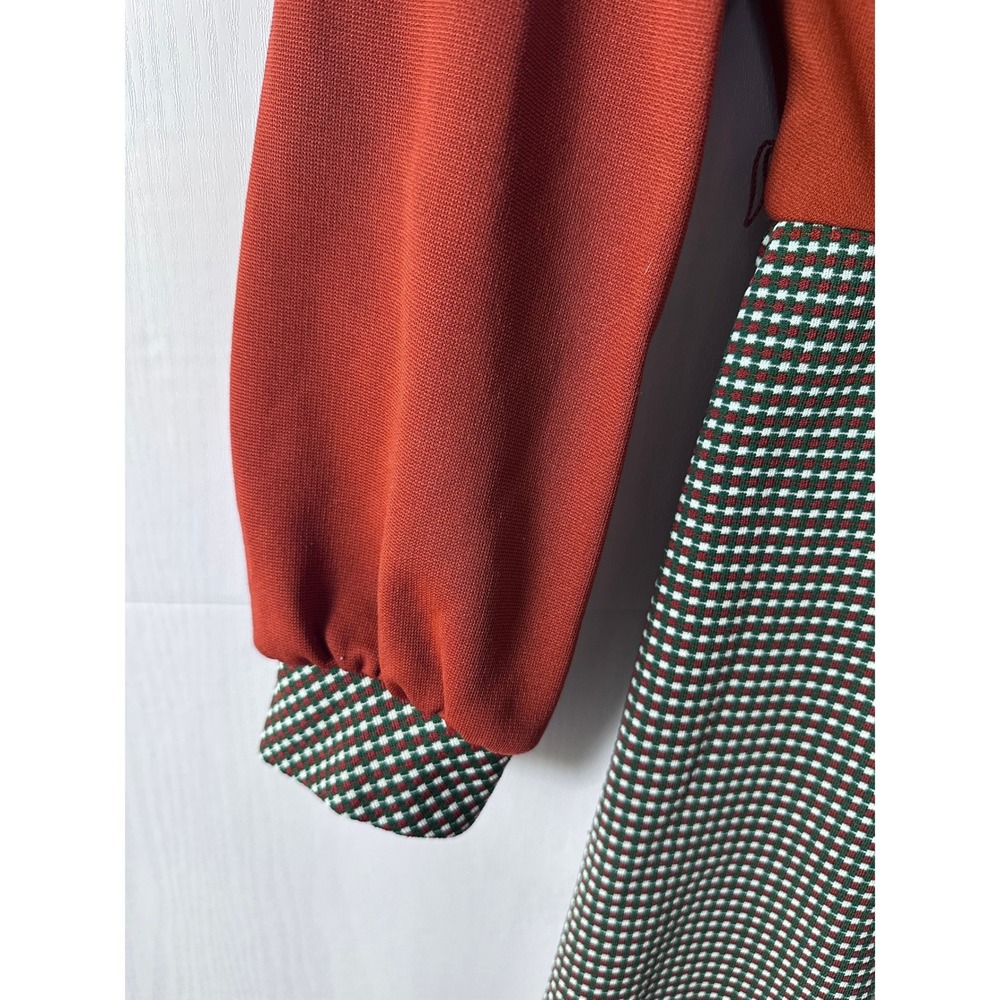 Vintage Gay Gibson 70s Mod Dress Houndstooth GoGo Retro Mock Neck XS Orange - Picture 5 of 10